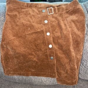 Corduroy skirt, button up. Cute for fall!